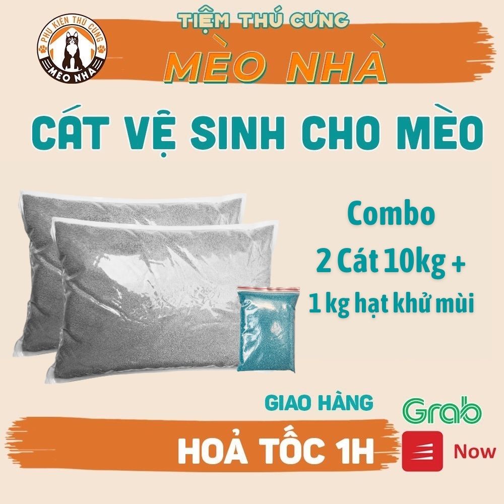 Cát vệ sinh cho mèo - combo 2 túi cát 10kg và 1 túi cát khử mùi 1kg