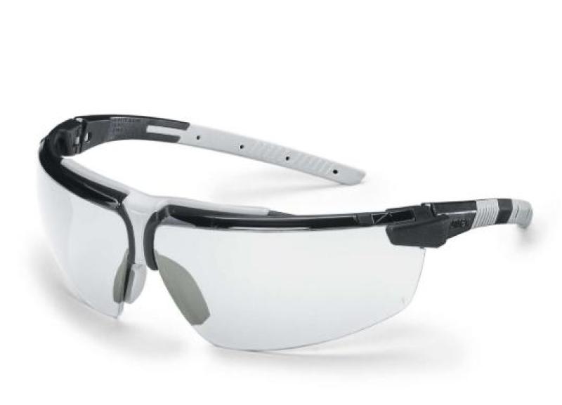 Kính Uvex 9190280 I-3 Safety Glasses Black Frame Clear Supravision HC-AF Len Gọng Đen phối Xám\ Tròng Clear trong (tặng kèm hộp đựng kính)