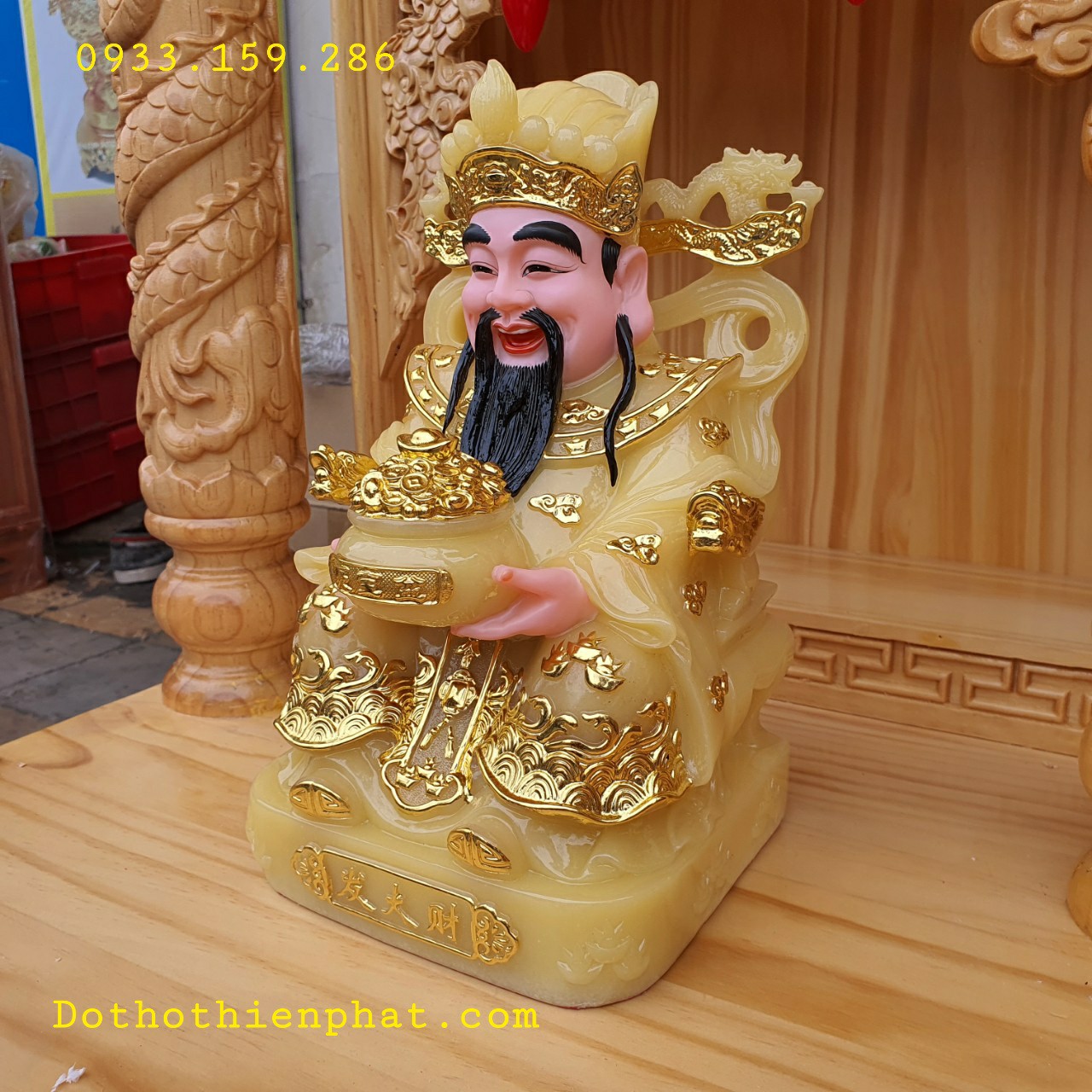 Ông thần tiền đá 8in cao 22 cm cao cấp