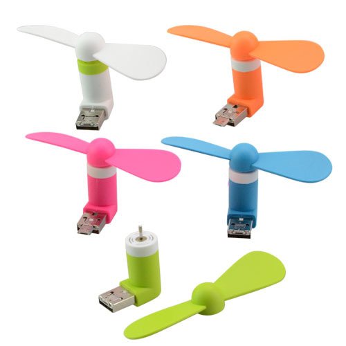 Silicon Mini Fan 2 in 1 with USB and Android Ports (Random Color Delivery)