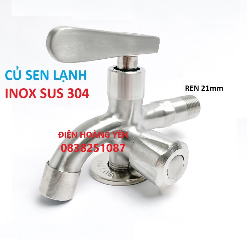 Vòi củ sen lạnh inox 304 REN 21mm cao cấp