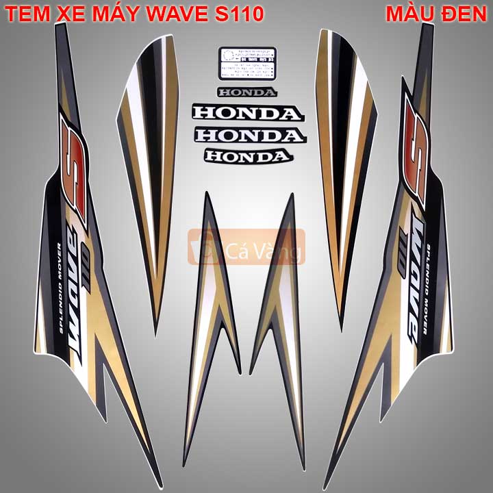 [HCM]Tem xe máy Wave S110 MÀU ĐEN chất lượng