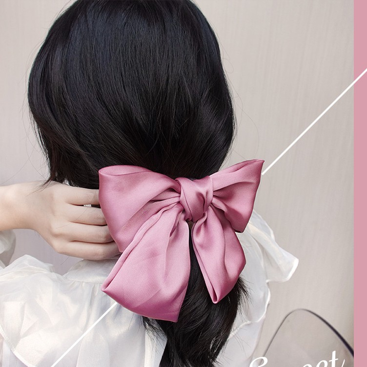 Kẹp Tóc Đính Nơ Chất Lụa Satin Mềm Nhiều Màu - Mã KT001