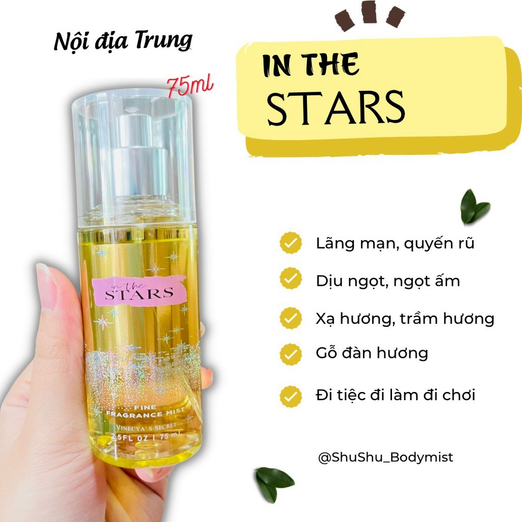 Xịt thơm body mist chai 75ml mới siu thơm - Vinecya’s