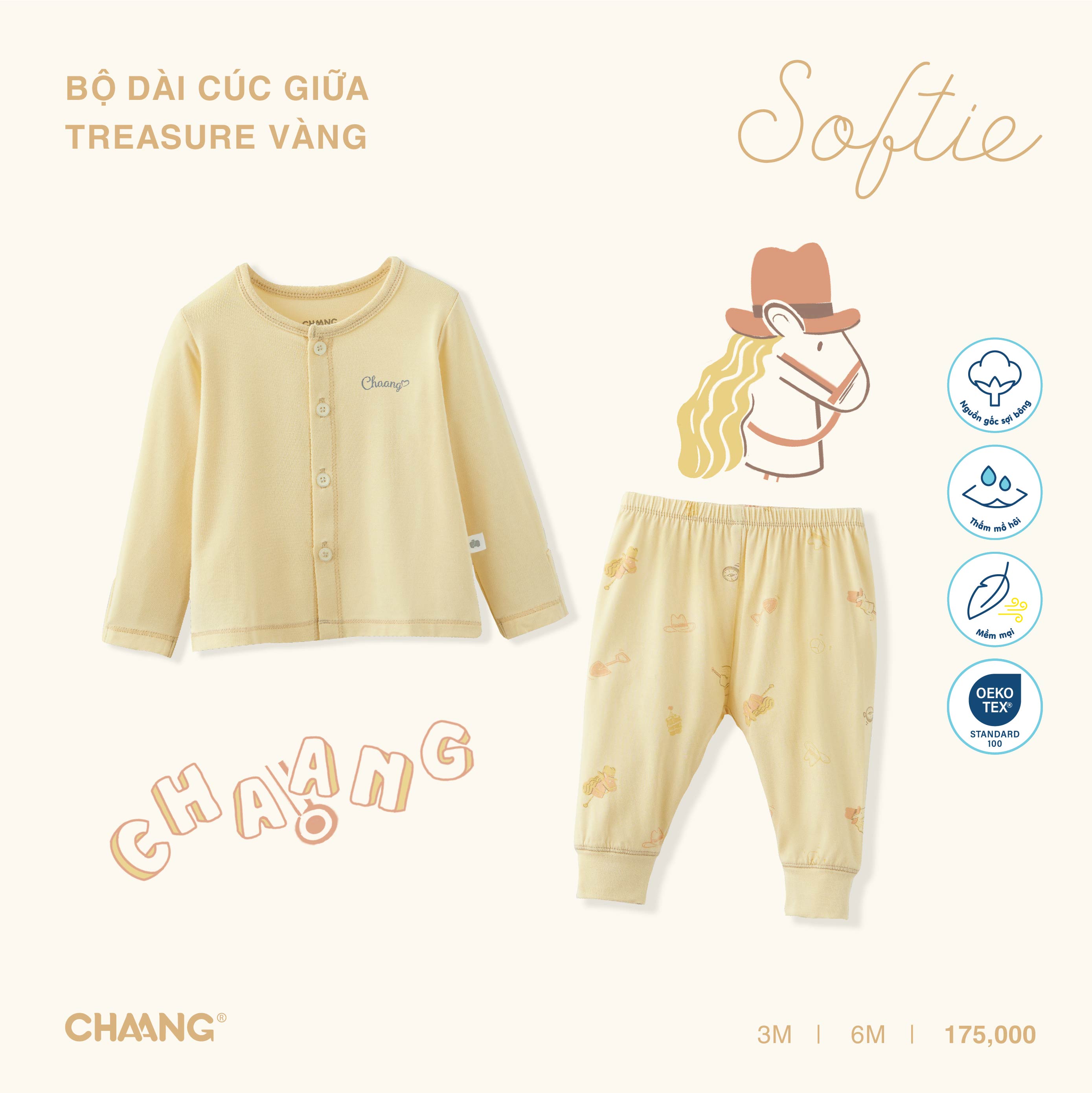 [CHAANG] Bộ quần áo dài cúc giữa Treasure Chaang