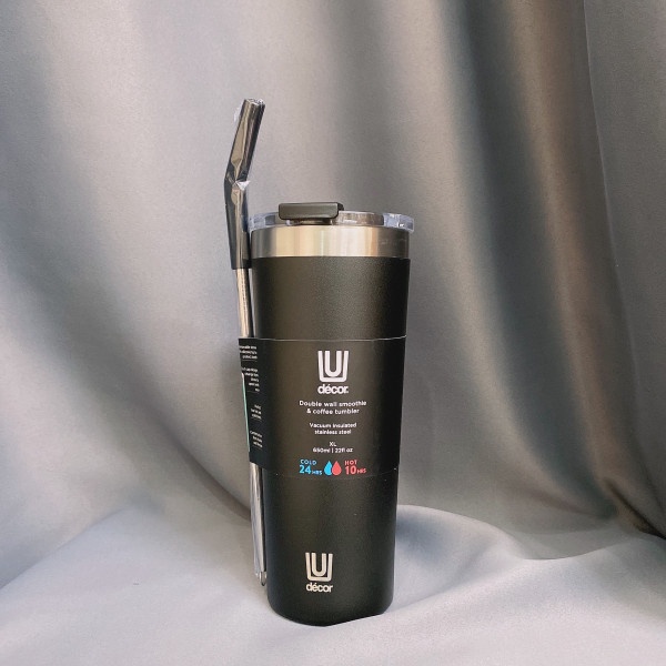 ( Tặng kèm ống hút) Bình Ly giữ nhiệt Decor smoothie Tumber 650ml hàng úc