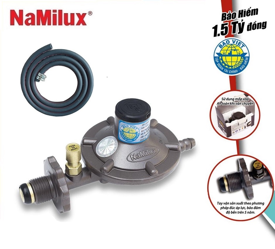 BỘ VAN ĐIỀU ÁP NGẮT GAS TỰ ĐỘNG NAMILUX NA-337S-VN BẢO VỆ AN TOÀN + 1,5 MÉT DÂY DẪN GAS NAMILUX + 2 CỔ DÊ