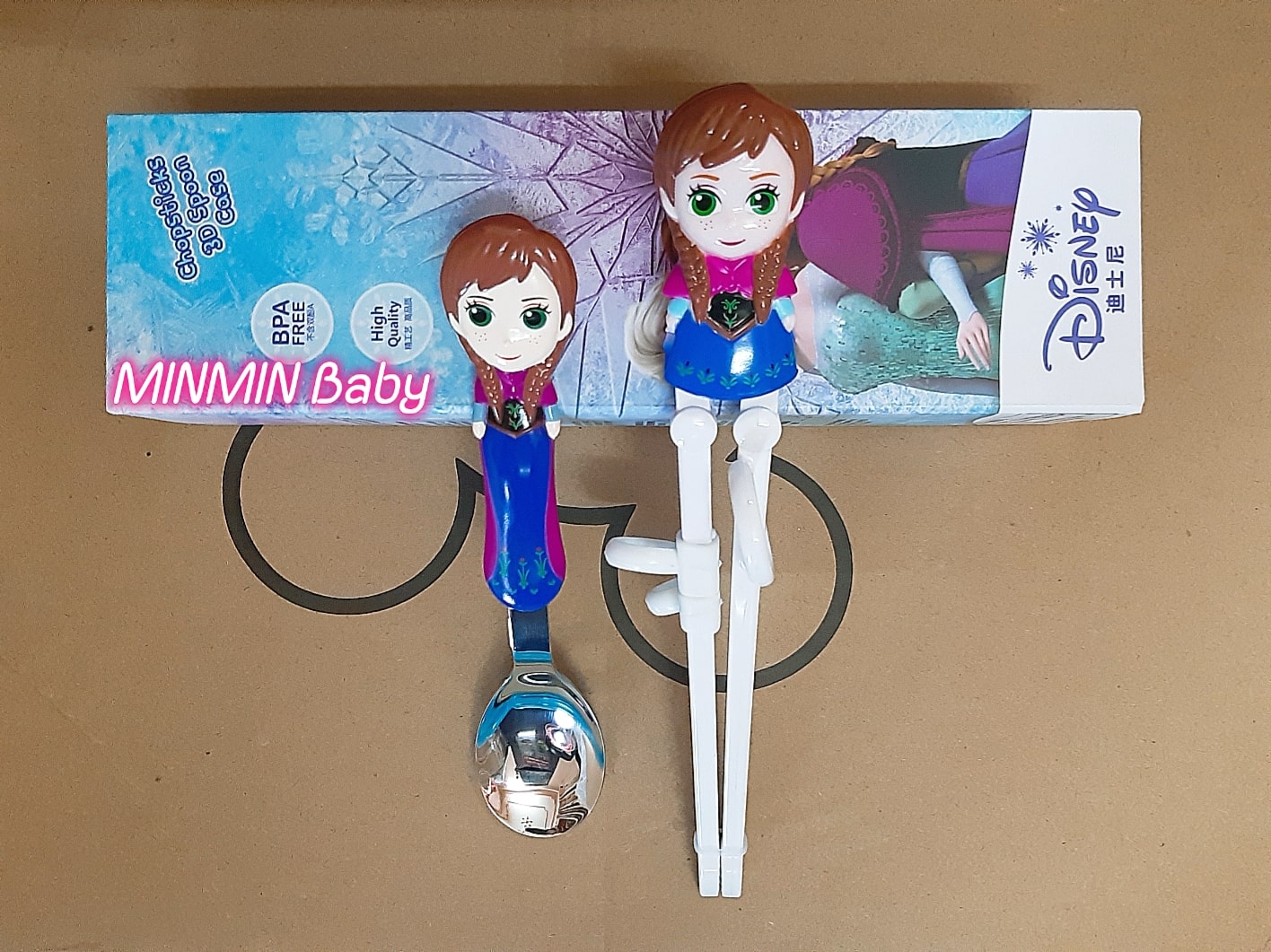 Set Đũa tập ăn cho bé Elsa Anna Disney Marvel 3D