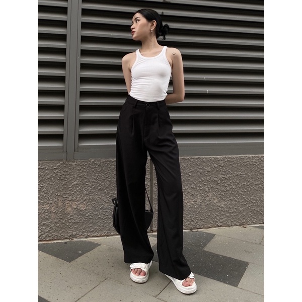 [Nhập mã LAZFASHION34-giảm 15% tối đa 99k/600k]SAP - Quần ống rộng cạp cao