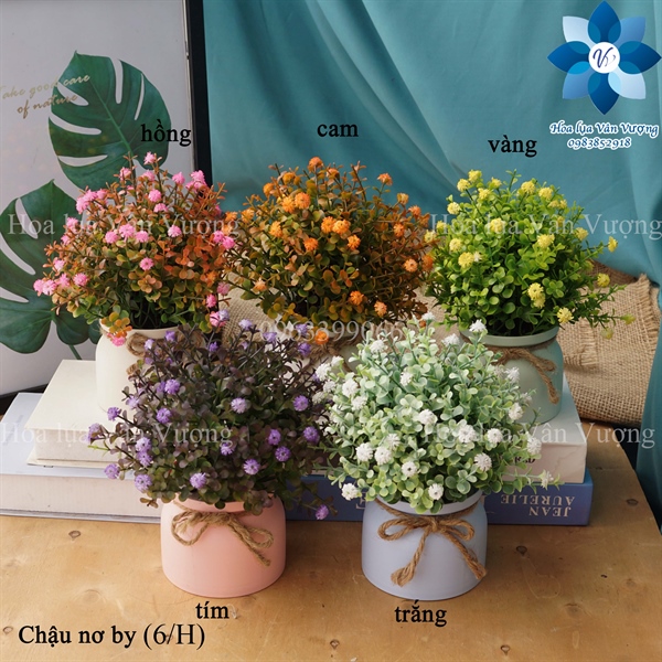 Hoa giả chậu hoa nhựa để bàn