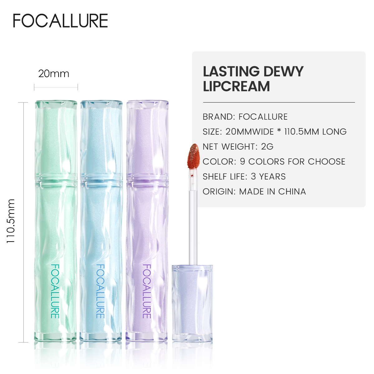 FOCALLURE Son Tint Siêu Căng Bóng Mọng Nước Lâu Trôi 2g