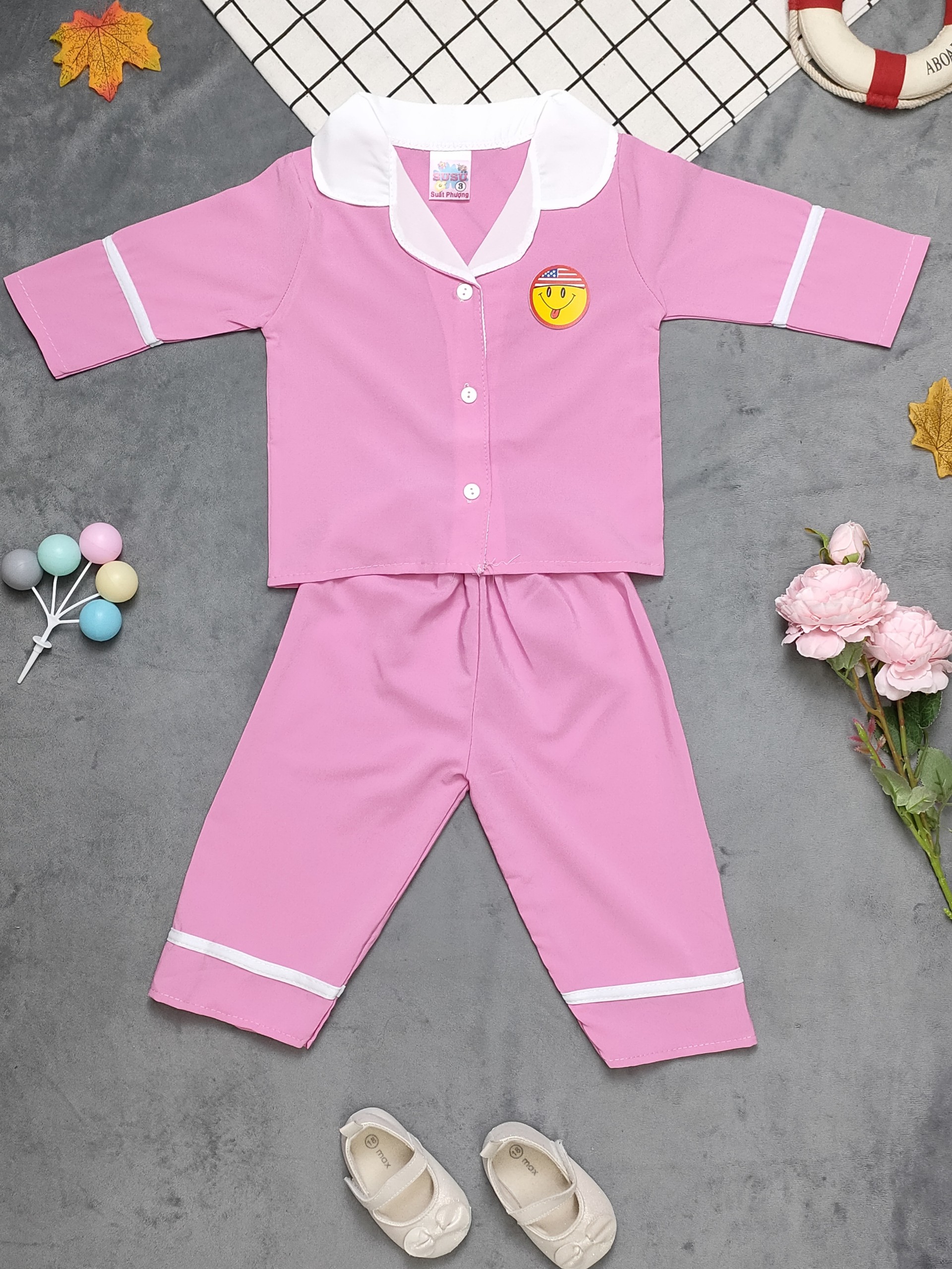 Bộ Pijama Tay Dài Màu Bé (6-14kg)