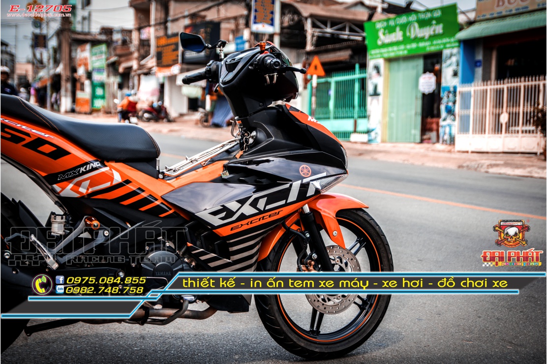 Tem Trùm Xe Exciter 150 MX King Cam Đen