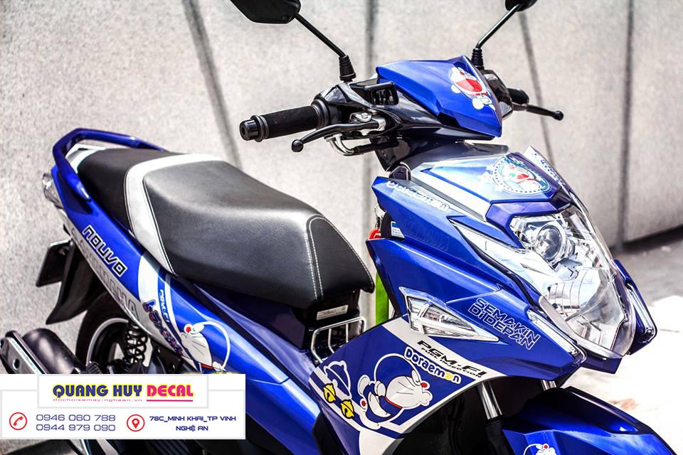 Tem trùm xe máy Nouvo độ doremon xanh trắng đẹp - tem xe máy Nouvo thiết kế theo yêu cầu - Tem xe máy Nouvo rẻ đẹp và chất