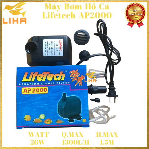 Máy Bơm Nước Lifetech AP2000 (26W-1300L/H-1.5M) - Máy Bơm Lifetech AP2000 Cho Hồ Cá