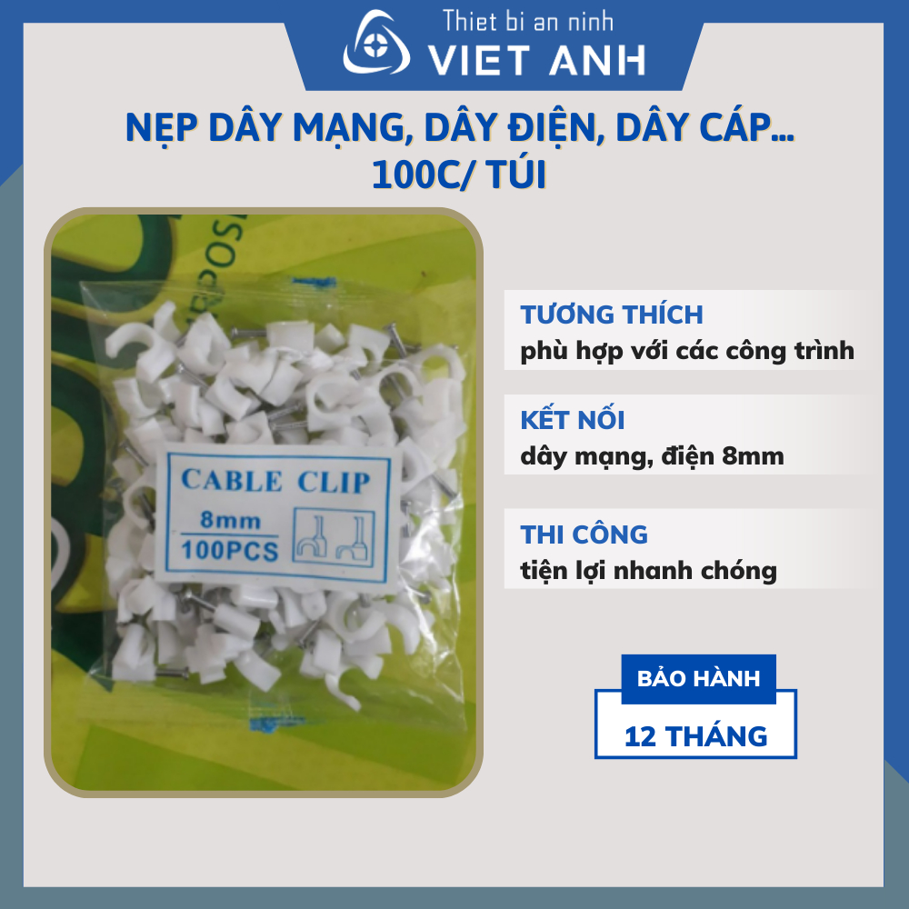 Nẹp dây mạng, đồng trục ( 8mm)