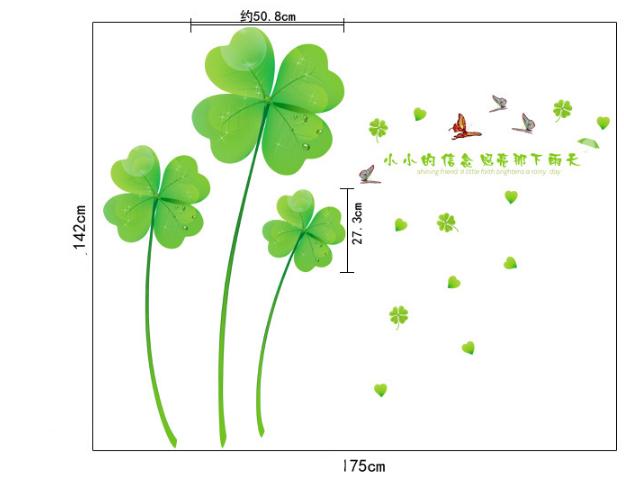 [HCM]Decal trang trí Cỏ May Mắn lớn