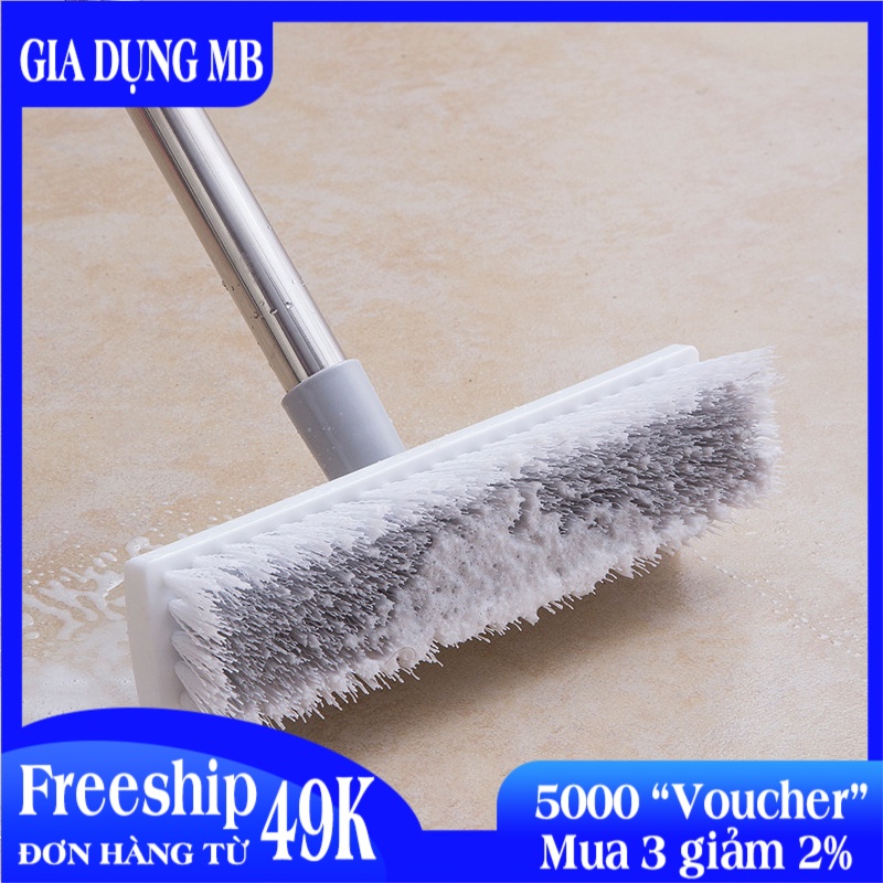 [ CAM KẾT HÀNG CHẤT LƯỢNG ] Chổi Chà Sàn Nhà Tắm Cán Dài Chổi Gạt Nước 2 đầu Cố định Dài 115cm. Chổi Đẩy Sàn Nước. Quét Nhà Tắm Thông Minh Tiện Lợi