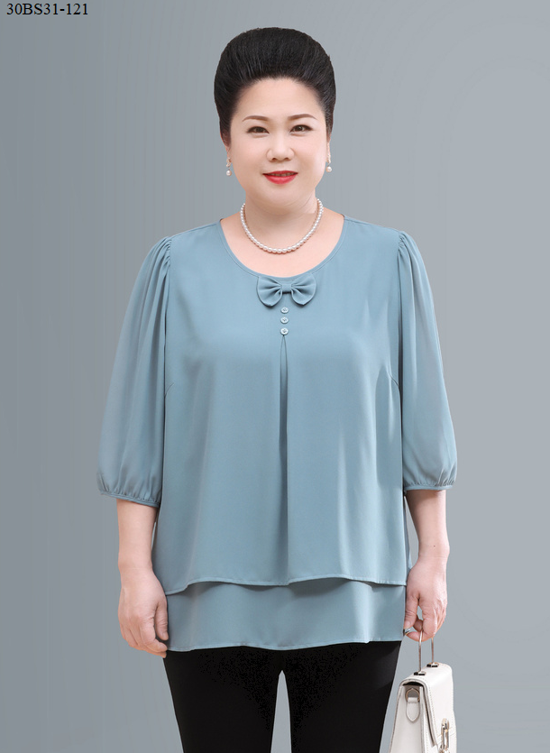 ÁO KIỂU 2 LỚP TRUNG NIÊN CHE BỤNG CAO CẤP