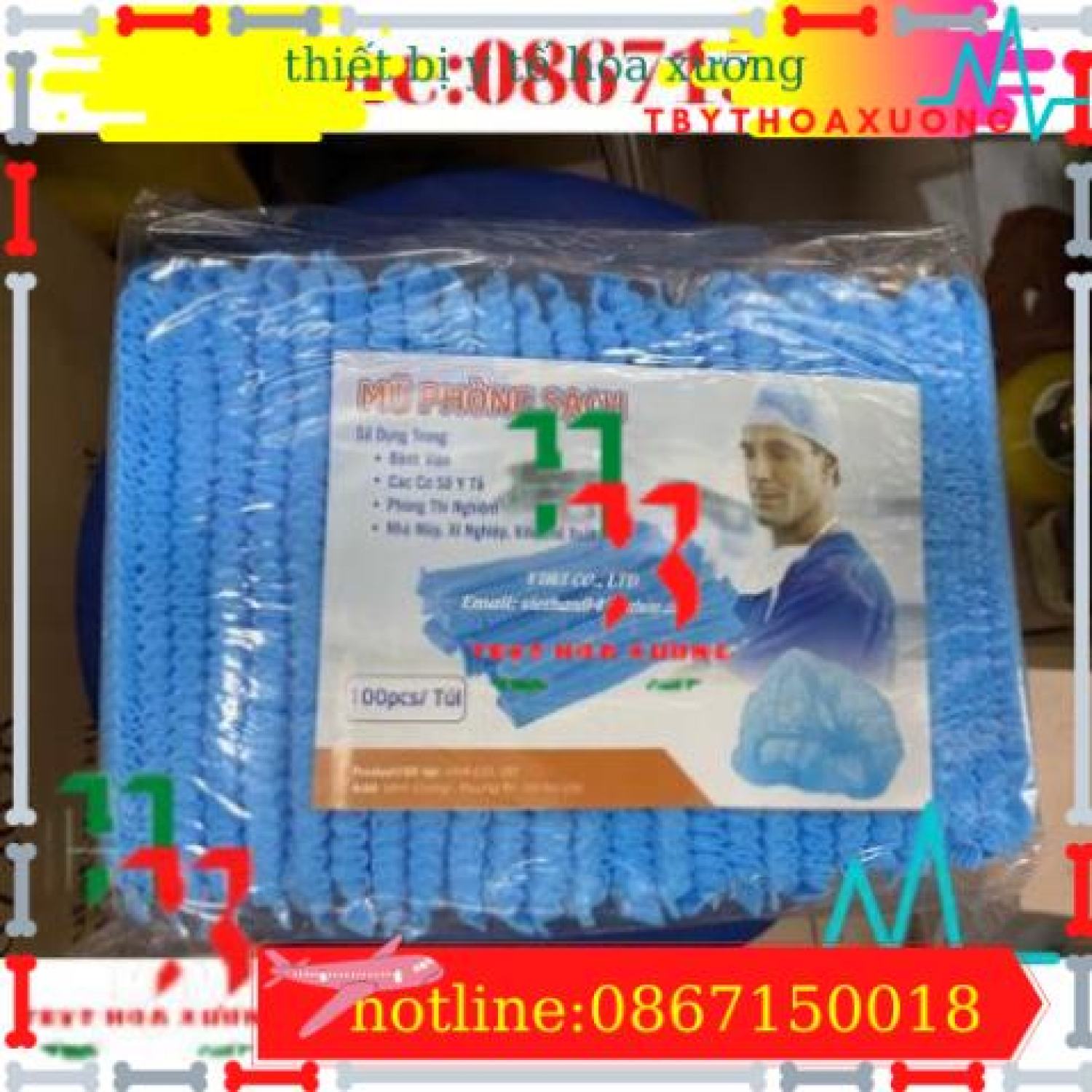 Mũ Giấy Y Tế Trùm Tóc Dùng 1 Lần Bịch 100 Chiếc