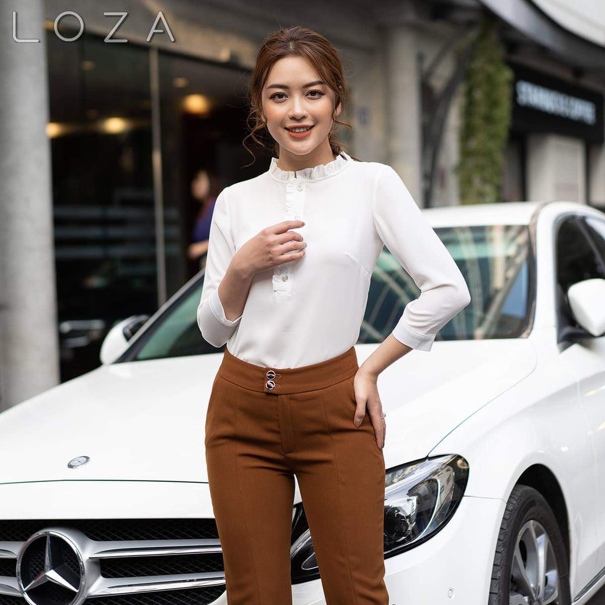Áo sơ mi kiểu nữ công sở bèo cổ bèo ngực