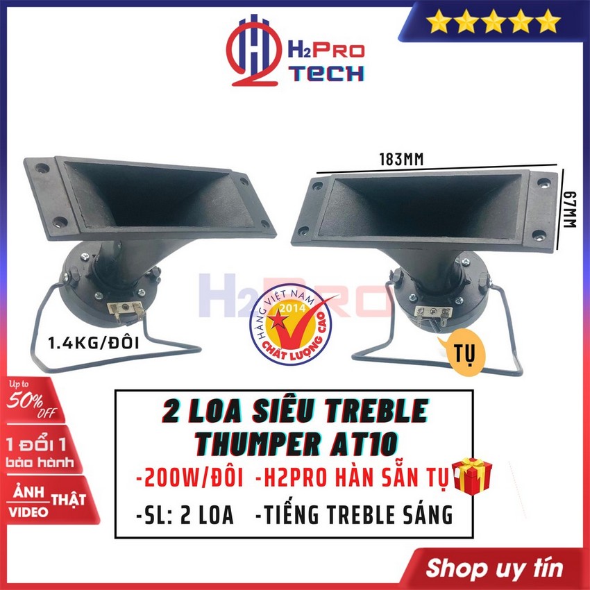 2 Loa Treble Rời Phễu Kèn Thumper At10 200W - 8 Ôm - Chính Hãng, Loa Siêu Tép Tiếng Treble Sáng,Hàn Sẵn Tụ-H2Pro Tech