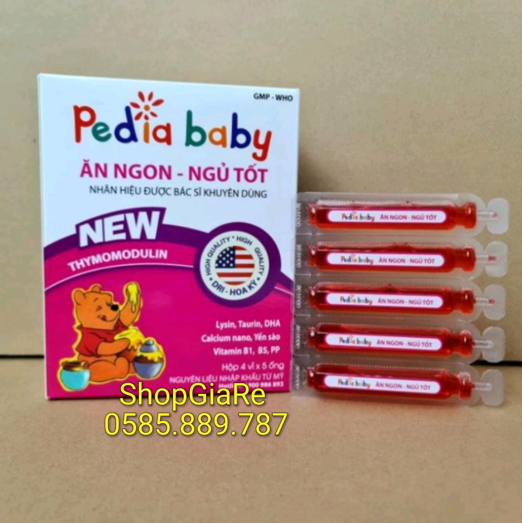Pediababy bé  ăn ngon ngủ tốt hộp 20 ống, sản phẩm có nguồn gốc xuất xứ rõ ràng, đảm bảo chất lượng, dễ dàng sử dụng
