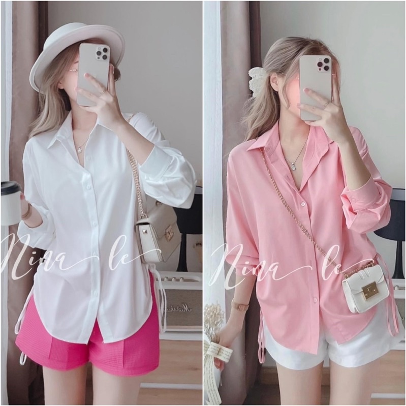 Áo sơ mi rút dây vạt bầu cực xinh smrd111