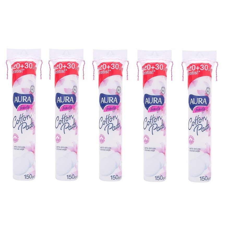Combo 5 bông tẩy trang Aura Beauty 150 miếng (5x150 miếng)