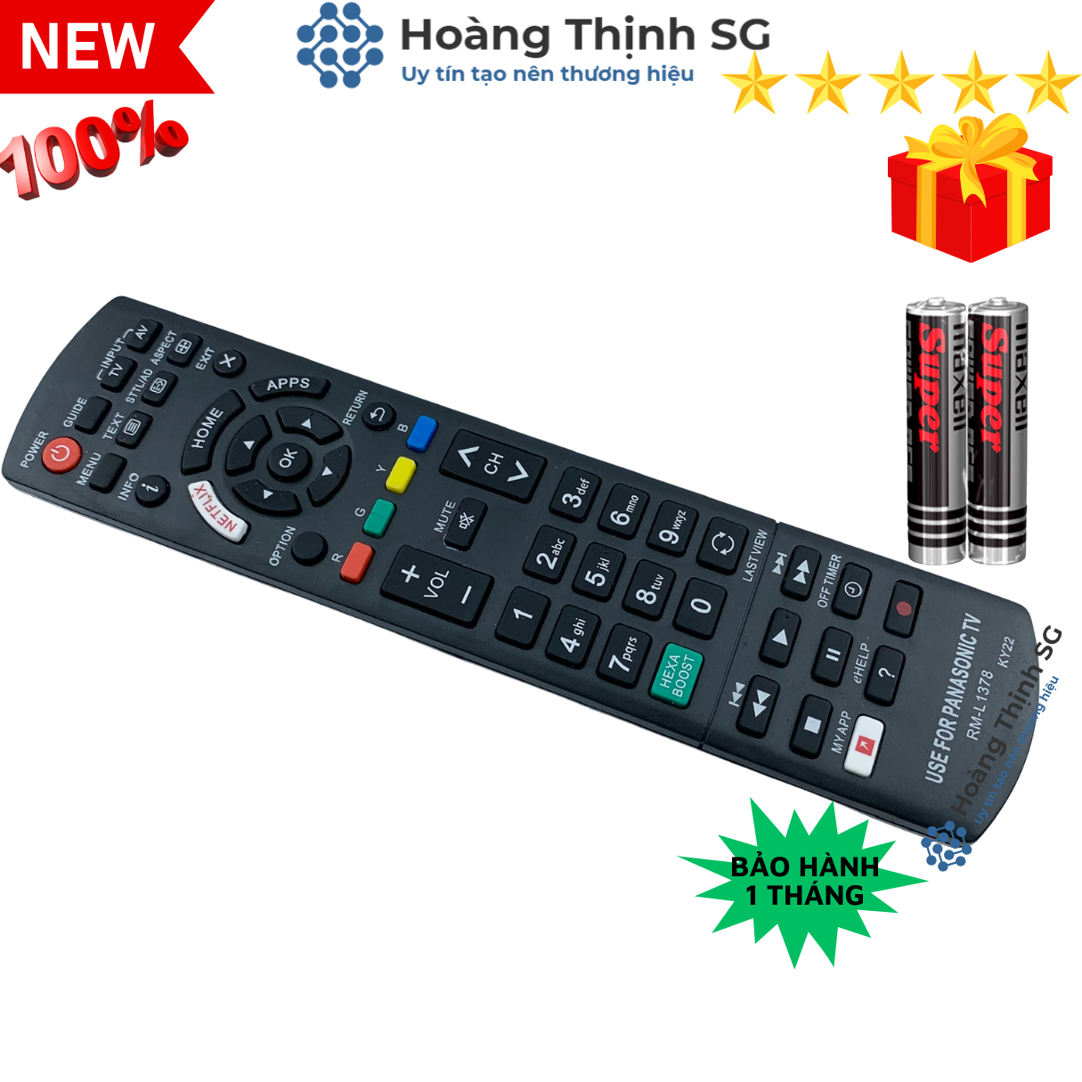 Remote điều khiển tivi Panasonic RM-L1378, điều khiển TV Panasonic các dòng tivi SMART /LED/ LCD - Tặng kèm pin