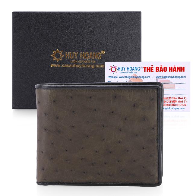 Ví nam da đà điểu da bụng màu xanh rêu TH2432