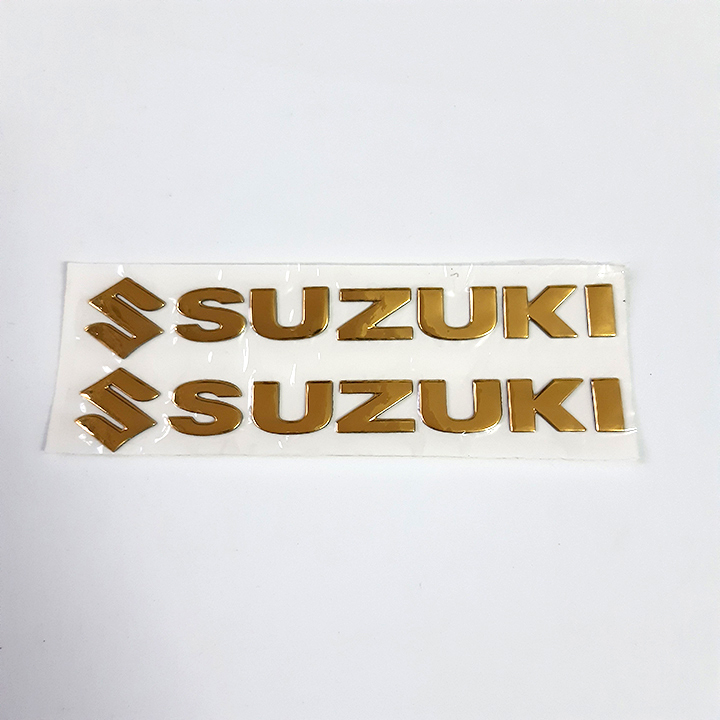 Bộ 2 miếng dán nổi chữ Suzuki (Vàng)