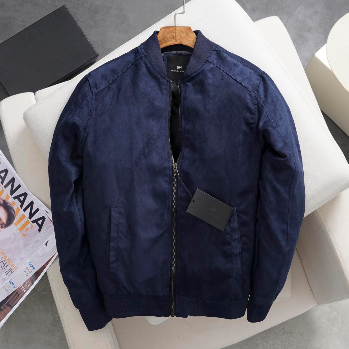 Áo khoác nam bomber da lộn - chất dày dặn hàng đẹp