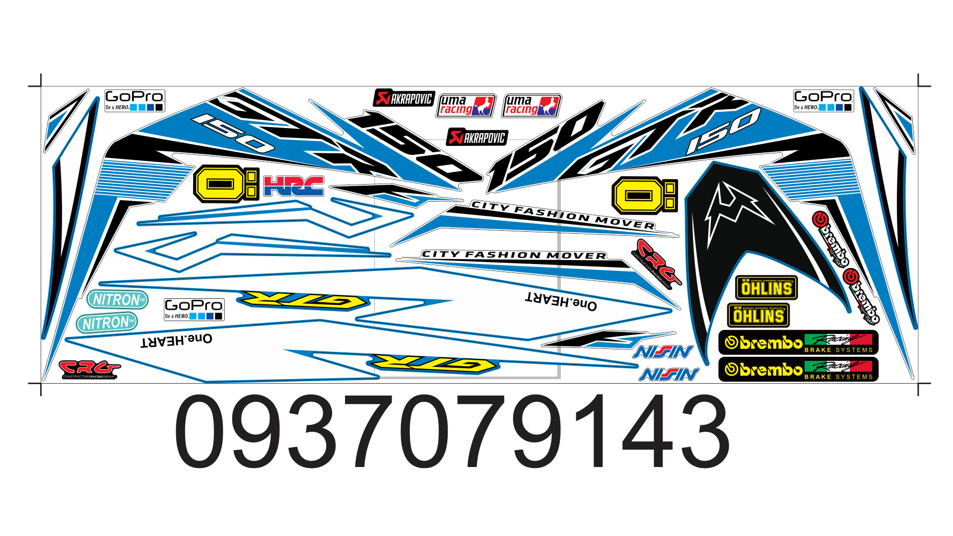 Tem rời winner sọc dán xe xanh trắng
