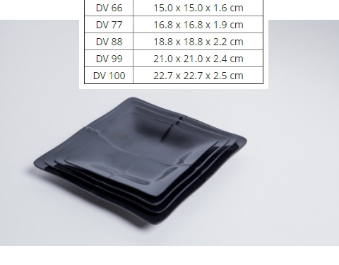 Dĩa Nhựa Melamine Vuông Đen