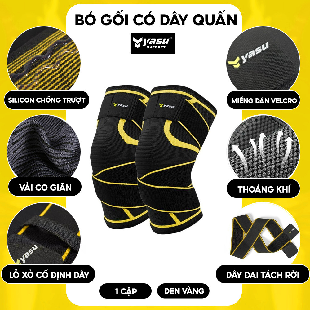 Băng đầu gối có dây quấn trợ lực dày dặn co giãn 4 chiều YSC06 | Lazada.vn