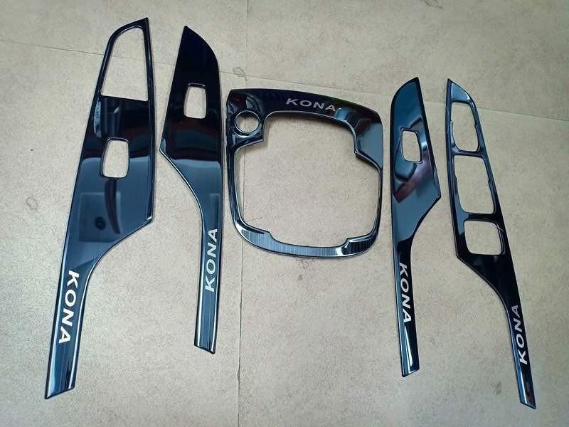 Ốp nội thất ttian xe Hyundai Kona 2018 -2022 - 5 Chi Tiết, Chất Liệu TiTan Phay Xước, Có Sẵn Keo Dính Dễ Dàng Lắp Đặt Tại Nhà, Phụ Kiện Trang Trí Xe Sang Trọng Hơn