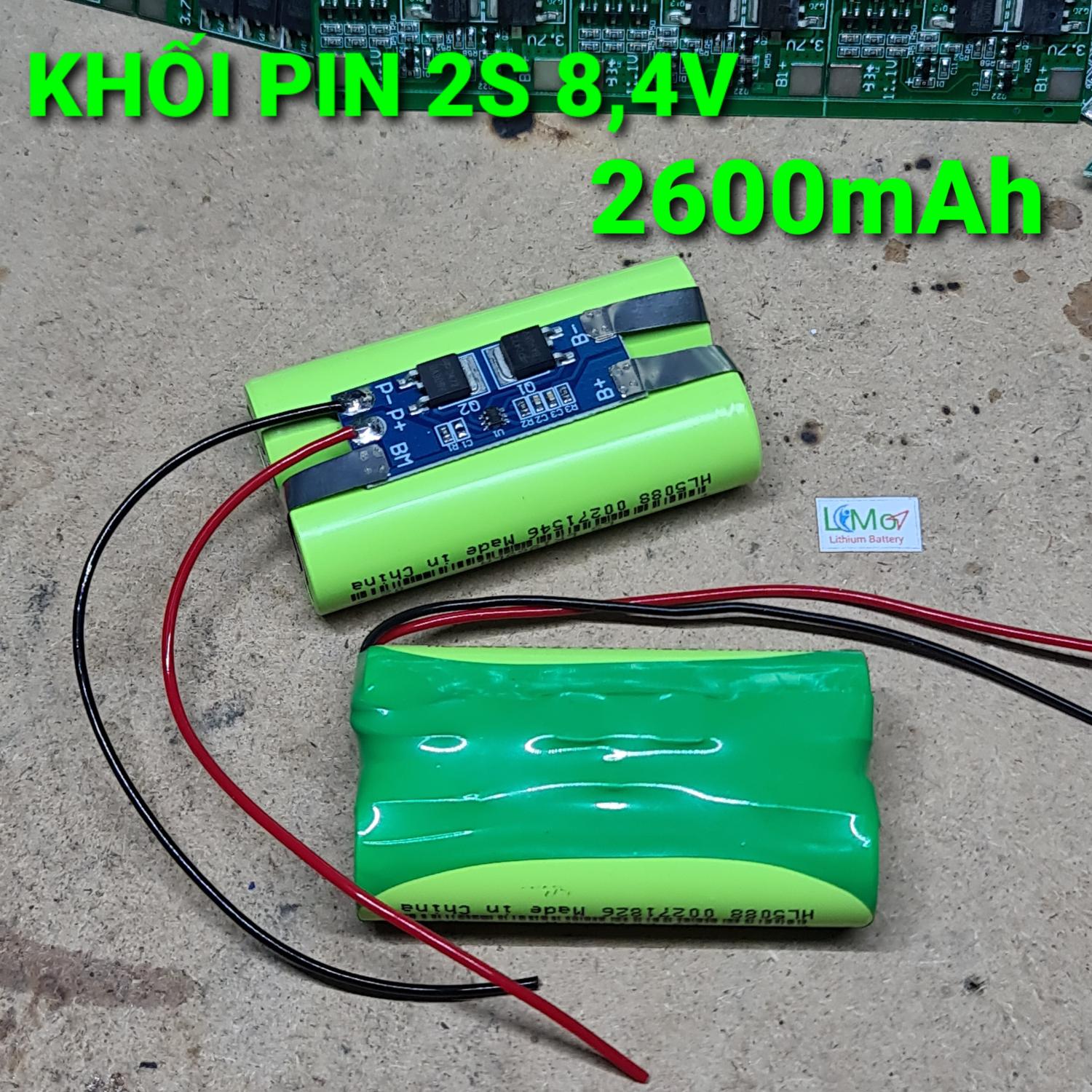 Khối pin 2s 7,2v 5000mah. . được đóng từ 4 cell pin lithium 18650 mới và có mạch bảo vệ 2s cực bền