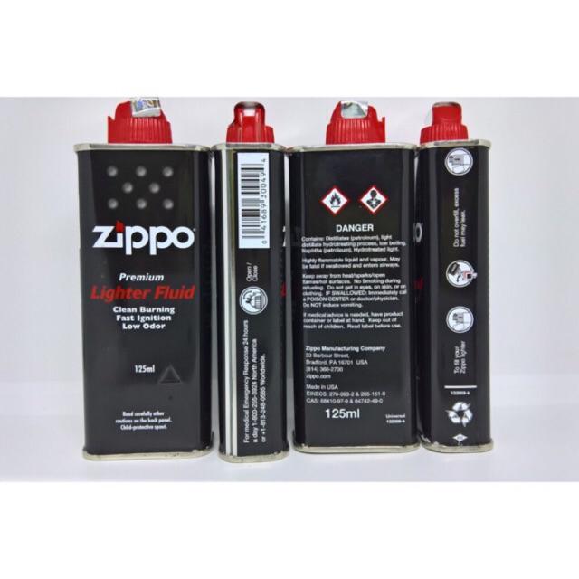 Bình xăng zippo 125ml, chuyên dụng cho tất cả các loại bật lửa xăng đá ( có tem 7 mầu chống giả )