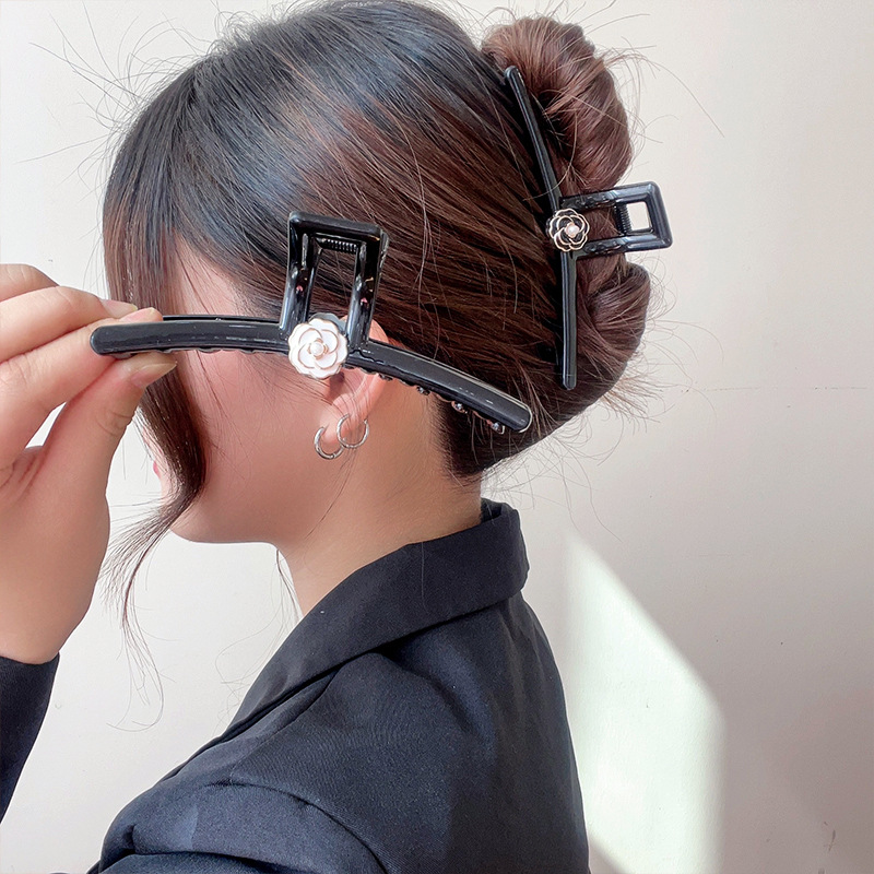 Kẹp Tóc Cá Mập Màu Đen Cỡ Lớn Phong Cách Hàn Quốc