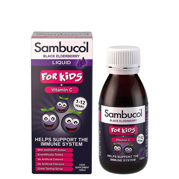 Siro Tăng Đề kháng bổ sung Vitamin C cho bé Sambucol Black Elderberry Kids Liquid