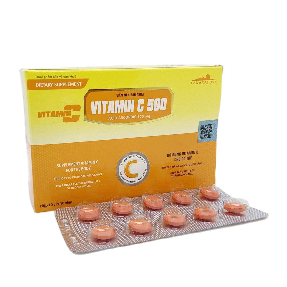 Acid ascorbic 500 mg - bổ sung vitamin c cho cơ thể hộp 100 viên