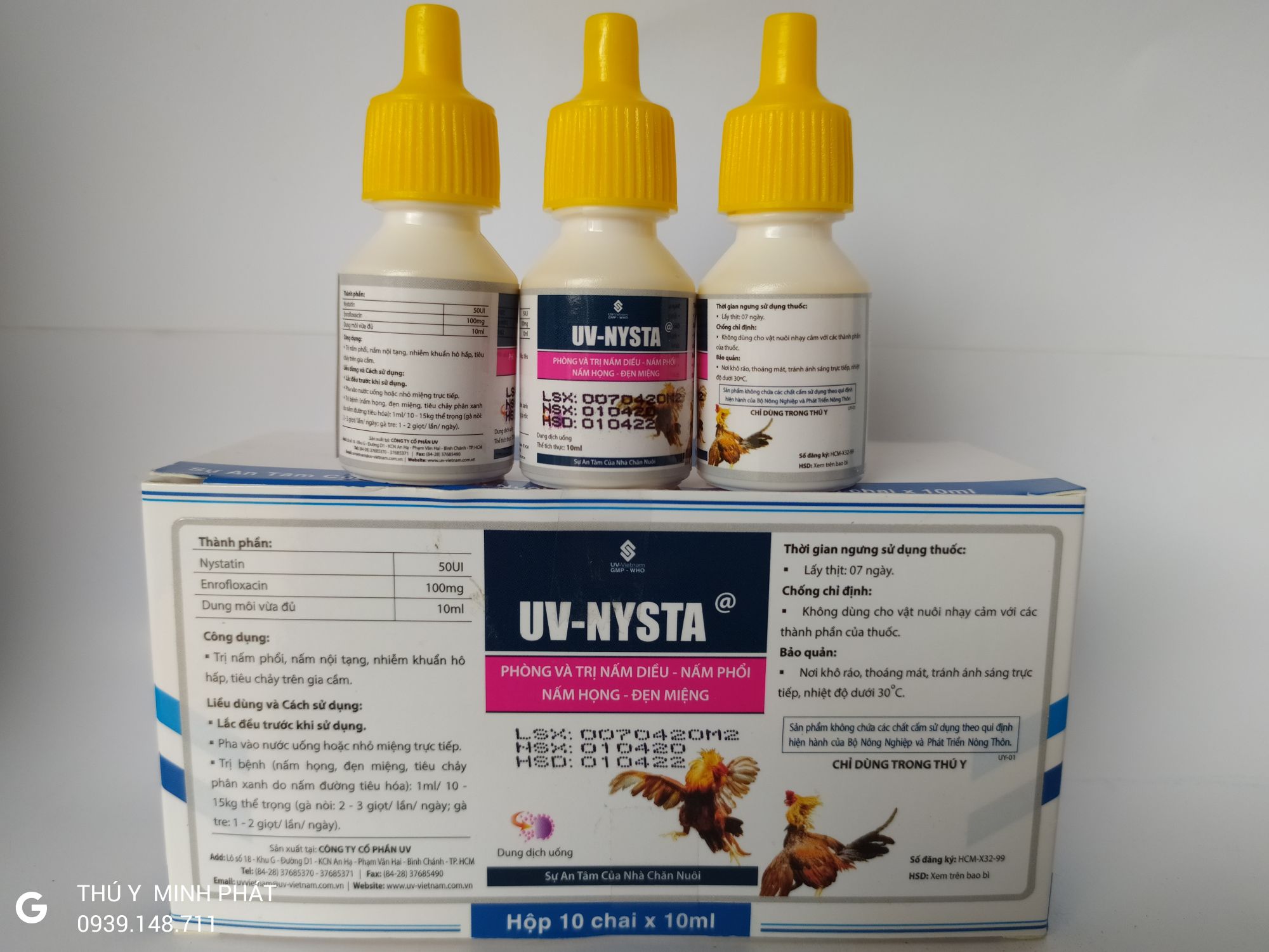 1 HỘP UV NYSTA (10 LỌ 10ML) NẤM PHỔI NẤM DIỀU NẤM HỌNG ĐẸN MIỆNG
