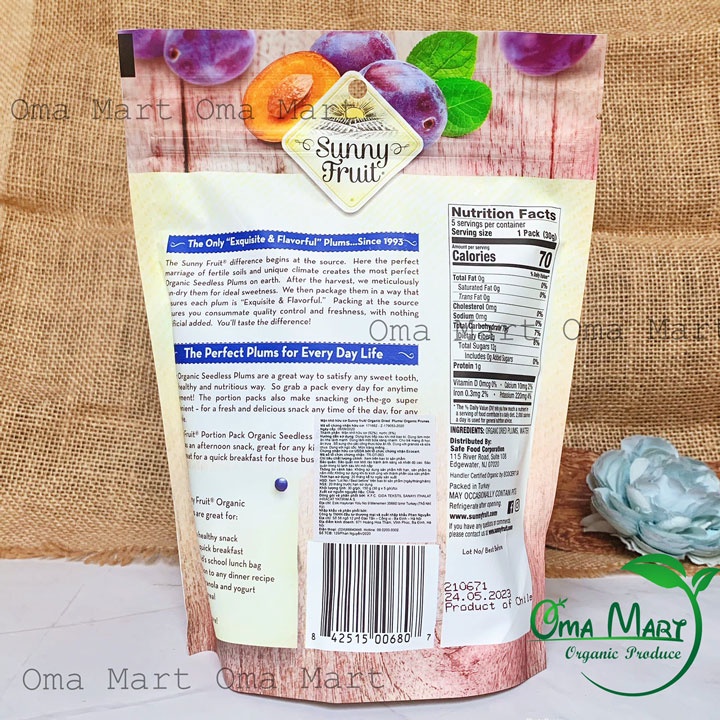 Mận Khô Hữu Cơ Sunny Fruit túi 150g