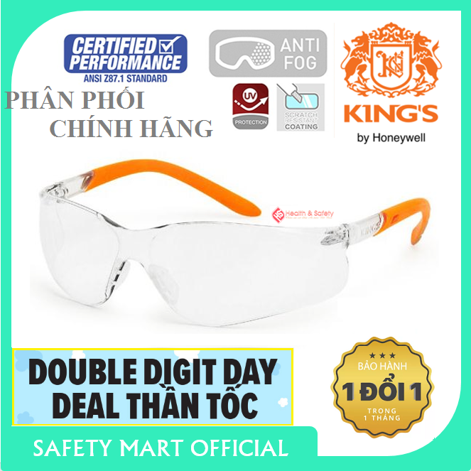 [CHÍNH HÃNG] Kính Bảo hộ Thời trang Kings KY2221 trong suốt, chống đọng sương,chống xước, chống bụi bảo vệ mắt - BẢO HÀNH 1 ĐỔI 1