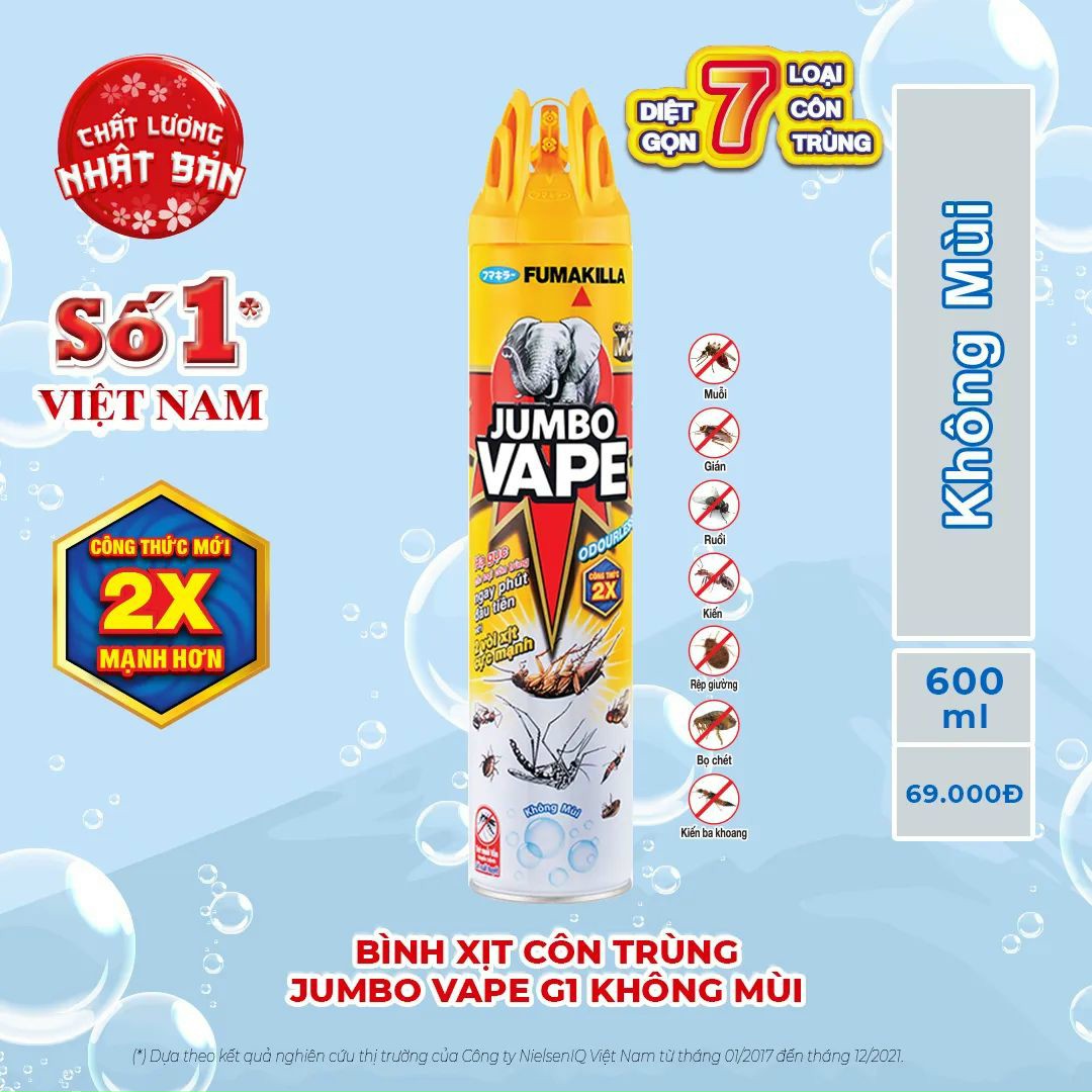 Bình xịt muỗi/côn trùng JUMBO VAPE 600ml