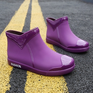 SWYIVY Rubber Shoes Women Waterproof Rain Boots Ankle Shoes 2020 New Autumn New Female Water Shoes Rainboots Ankle Boots Flats thumbnail