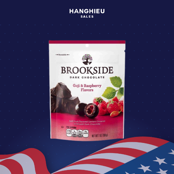 Socola đắng nhân trái cây Blueberry/ Raspberry/ Pomegranate Brookside 198gr Mỹ