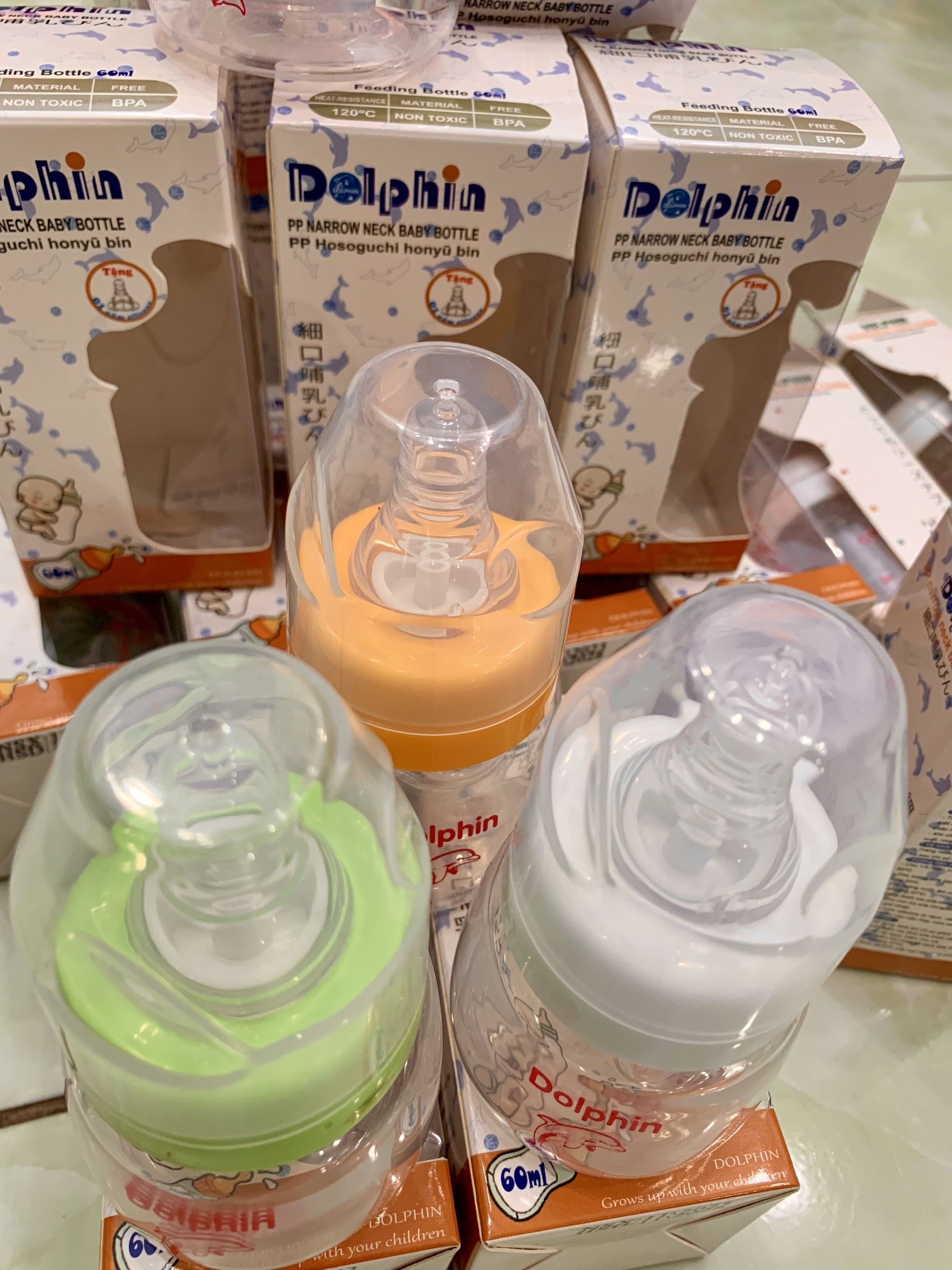 Bình sữa Dolphin 60ml , bình sữa cho bé sơ sinh 60ml nhựa PP an toàn dùng cho trẻ Chính Hãng Dolphin