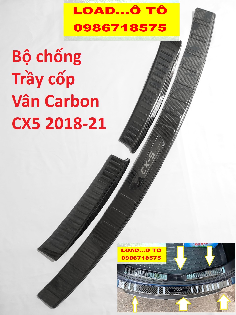 Bộ ốp chống trầy cốp carbon mazda cx5 2023-2018 mẫu vân carbon cao cấp